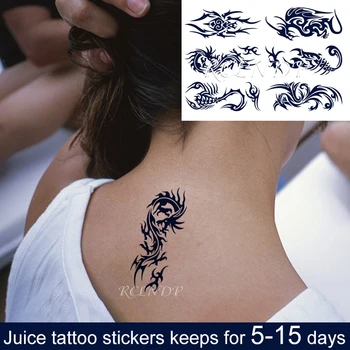 

Waterproof Temporary Juice ink Sticker Scorpion Dragon Phoenix Insect Animal Fruit Gel Long lasting Tattoo Art for Men Women
