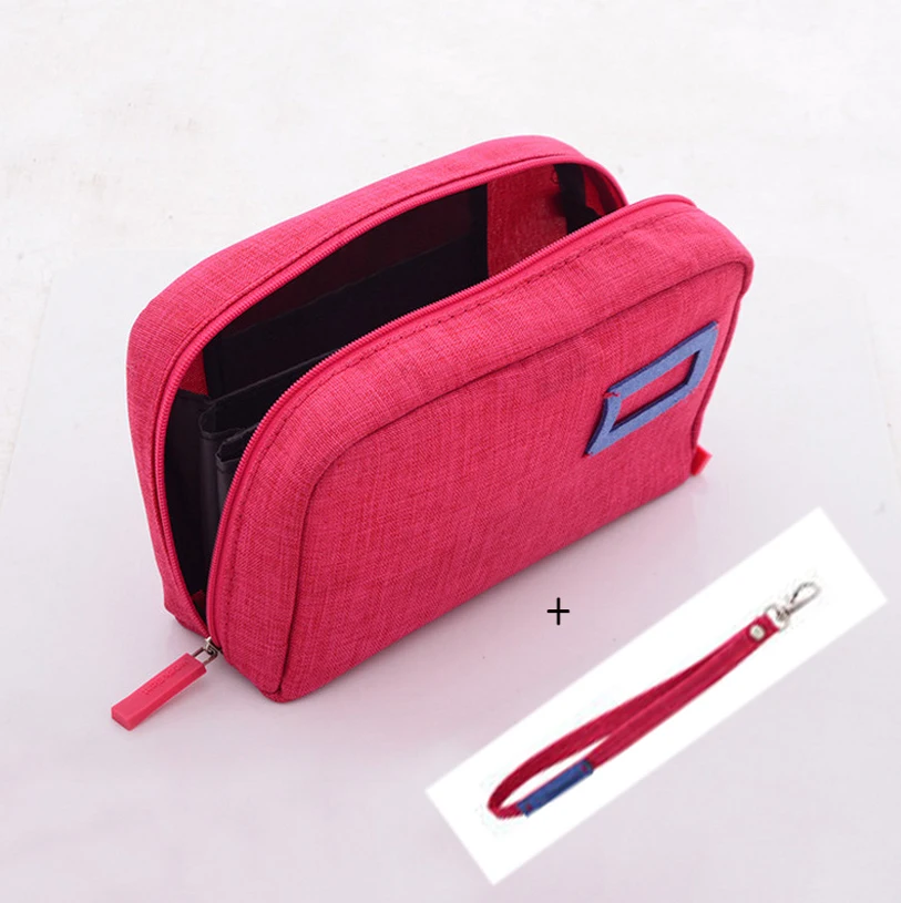 (Hand strap)-Red Mini Wallet Portable Multi-layer Purse Key Passport Passbook Pokemon Card Organizer Credit Card Holder/toiletry Bag/digital Bags - Цвет: (Hand strap)-Red