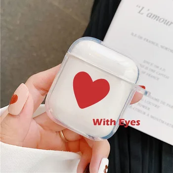 

Silicone Heart Frosted Earphone Case For Airpods 1 2 Wireless Bluetooth Earphone Charging Box Protective Cover Transprent Case