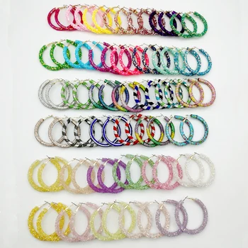 

2020 New Big Round Hoop Earring Lovely Rainbow Boho Classic Charming Crystal Bead Statement Earrings For Women Hoops Party Gift