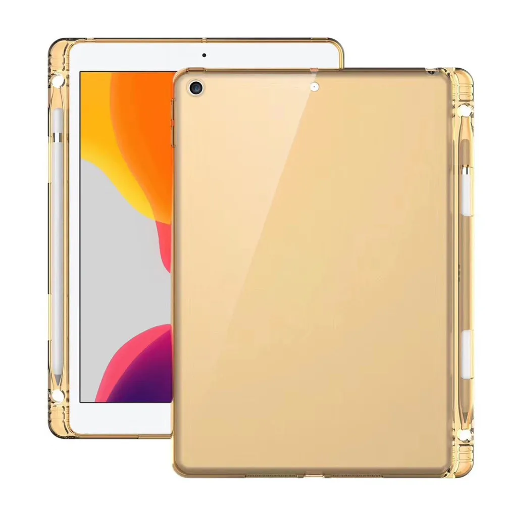 Цвет: желтый Для iPad 7th Gen Прозрачный чехол с карандашом, ТПУ защитный чехол, противоударный чехол для планшета, чехол для планшета, подставка для планшета - Цвет: Цвет: желтый
