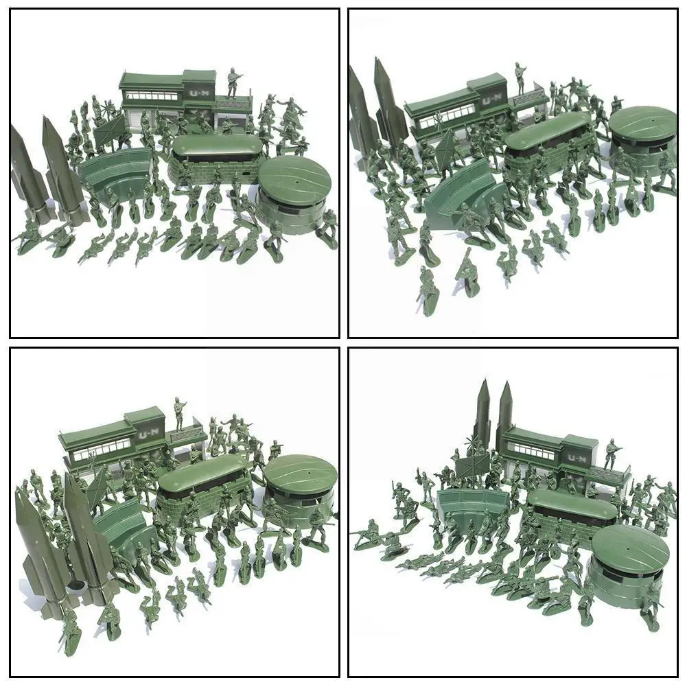 56pcs/set Soldier Boy Sand Table Model Toy Action Figures 5cm Plastic Military Bases Set Nostalgic For Children's T V4v5 | Игрушки и