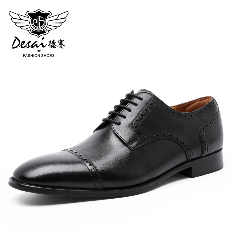 DESAI из брендовой натуральной кожи Бизнес Мужские модельные туфли дерби формальный Повседневное для Для мужчин подходит для свадьбы цв сделано в Китае завод