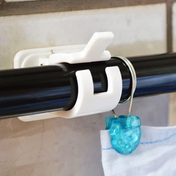 

2pcs Towel Shelf Fixing Clip Open Button Design Hanging Rod End Hanging Clip Universal Kitchen Bathroom Accessories