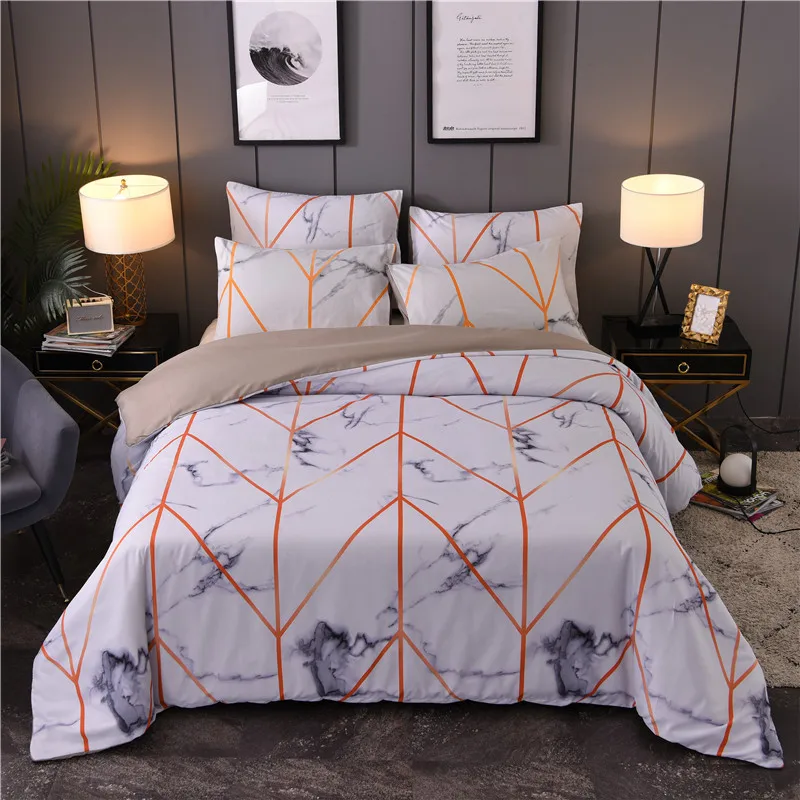 

2020 New Pattern Plaids stone pattern Printing 2/3 Pcs Duvet Cover Set 1 Quilt Cover + 1/2 Pcs Pillow Cases Single Twin Double