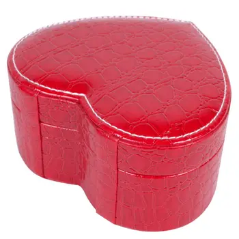 

PU Heart Shaped Leather Jewelry Box Double Layers With Mirror for Boxes