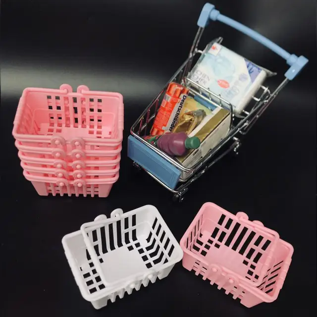 1/6 Dollhouse Mini Cute Supermarket Accessories Shopping Basket Toy Ornament Dollhouse Furniture Accessories Desktop Decor 2