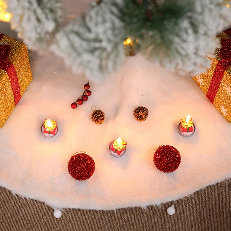 New Fashion Xmas Christmas Tree Skirt Decor Plush Base Party White Snow Mat Cover Decor