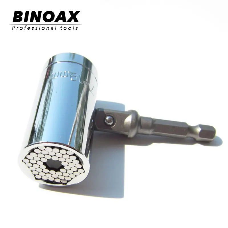  BINOAX 2 Pcs/Set Magic Spanner Grip Multi Function Universal Ratchet Socket 7-19mm Power Drill Adap