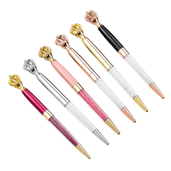 

Creative Glitter Crown Rhinestone Ballpoint Pen School Office Stationery Creative Business Office Pen Gift(Six Pens)