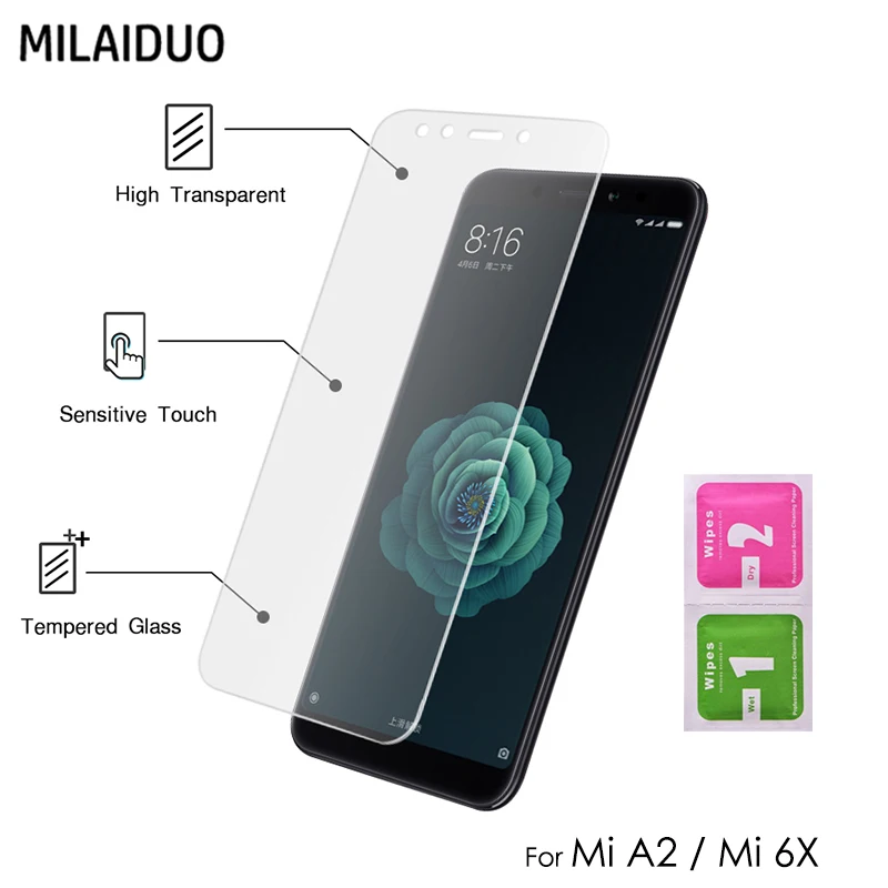 Закаленное стекло для Xiaomi Mi A2 защита экрана 9H 2.5D Защитное телефона 6X