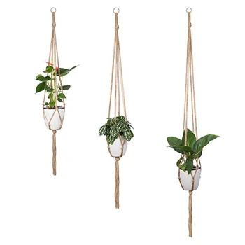 

2/6pcs Handmade Macrame Flower Pot Hanging Basket Horticultural Greening Plant Hanging Rope Basket Garden Decor