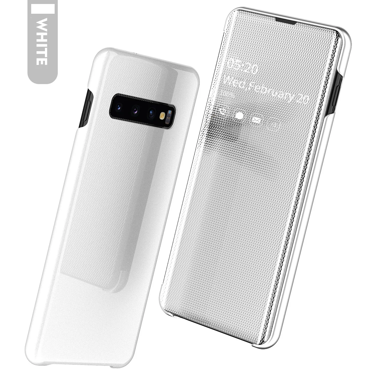Умный зеркальный Чехол С Откидывающейся Крышкой для samsung Galaxy Note 10 S10 S8 S9 плюс S10e S7 Edge Note 8 9 A50 A30 A70 A7 оригинальная крышка - Цвет: Silver