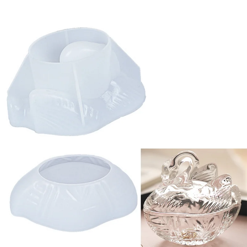 Swan Storage Box Crystal Epoxy Resin Mold Makeup Jewelry Container Fruit Snacks Holder Case DIY Crafts Silicone Mould |