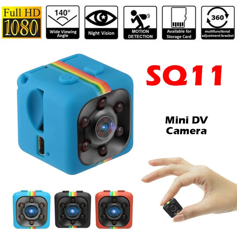 Minicámara SQ11 HD 1080P con Sensor inteligente, videocámara pequeña de visión nocturna, vigilancia por movimiento infrarrojo