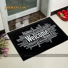 Black Hallway Doormat Home Decorative Door Mat Carpet Indoor Flannel Fabric PVC Dotted Anti-Slip Floor Mats Rugs Welcome Mat