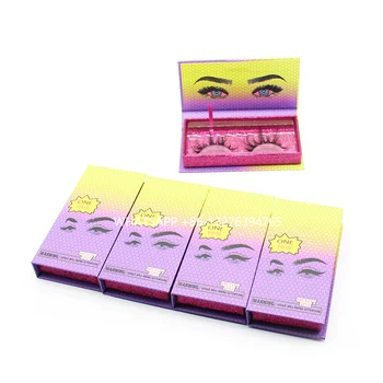 

Yellow-Purple Lashwood Mink Eyelash Package Box Custom Lashbox Packaging With Your Logo Crisscross Nature 25mm Mink Lashes