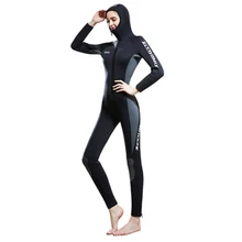 ZCCO 5mm Women's One-Piece Hooded Neoprene Wetsuit Front Zipper Hood Thickened Warm Surfing Suit Winter Cold Swimsuit Triathlon