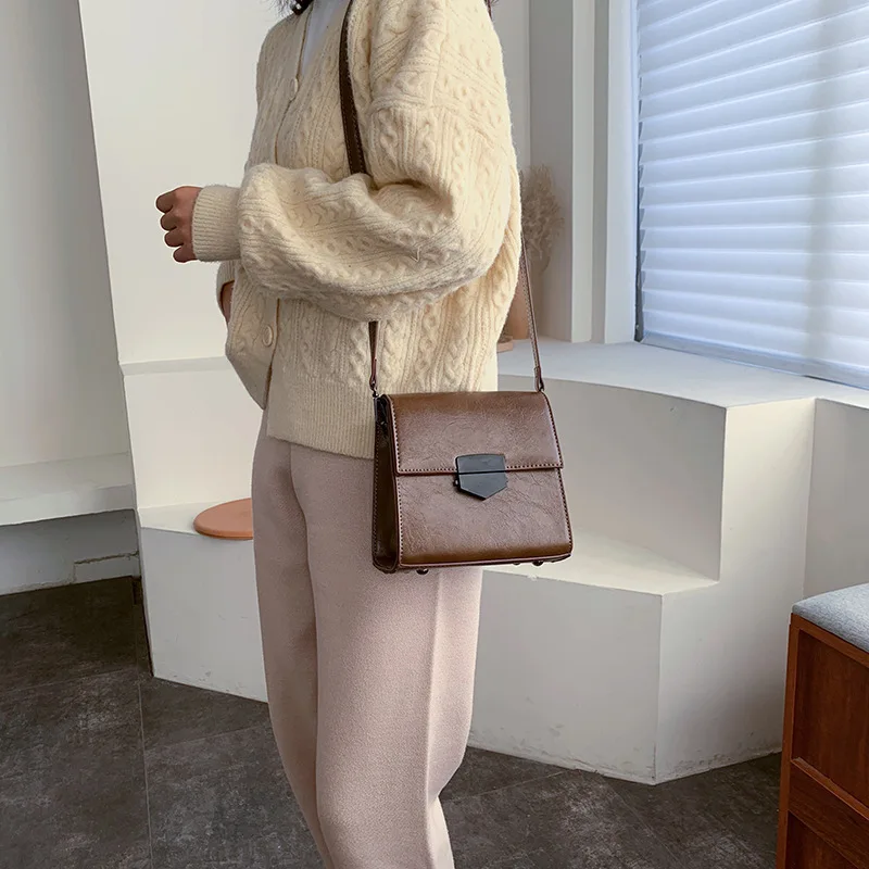

Simple Retro Small Bag Women's 2019 New Style Fashion Korean-style Versatile Shoulder Bag Chain Shoulder Bag Fashion Small Squar