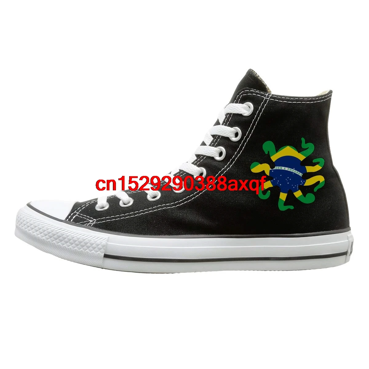 

Men's Women's Casual High-Top Lace Up Canvas Shoe,Octopus Shaped Brazil Flag Trainers Sneaker For Boys Girls