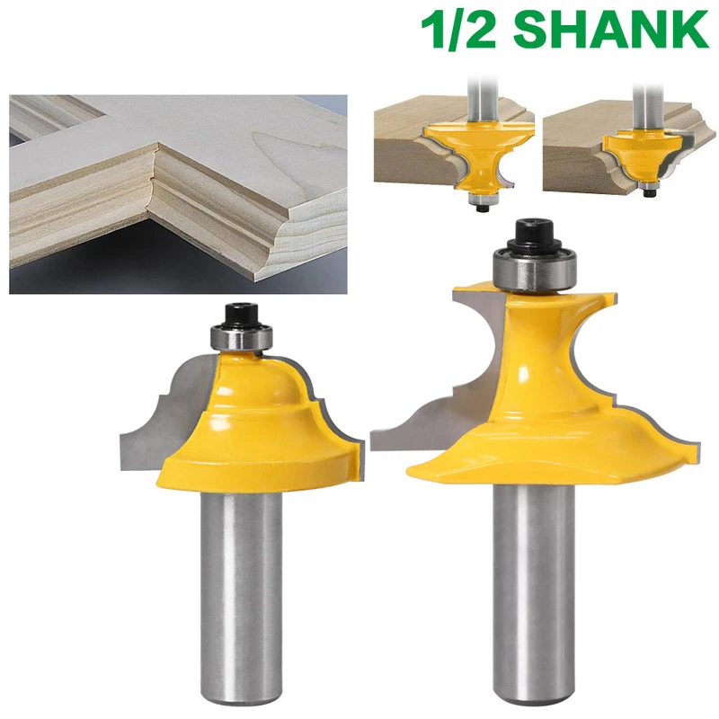 

2Pcs 12mm 1/2 "Shank Router Bits Set Line knife Woodworking Milling Cutter For Door And Window Jointing Cabinet Line Knife