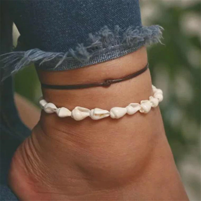 Браслеты на ногу Modyle женские пляжные ювелирные украшения из ракушек Богемные