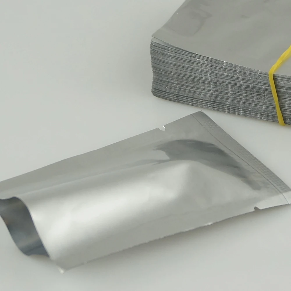 200pcs 8x12cm Pure Aluminium Bag -  Heat Sealing Silver White Purely Foil Pouch Smell Proof Food Grade Package Vacuum Sealable