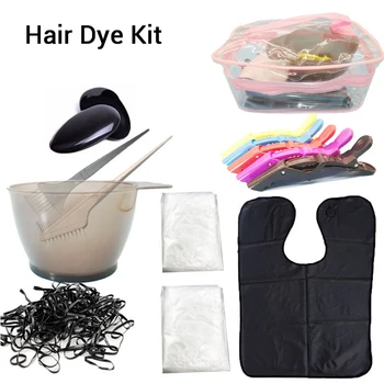 

2019 8 Pcs Hair Dye Coloring Kit Tools Bowl Brush Ear Cover Disposable Shower Cap Gloves Salon Shawl Clips