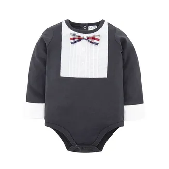 

Honeyzone 2020 New born Baby Bodysuits Fasion Black Long Sleeve Baby Boy Onesie Jumpsuits Cotton Toddler Bodysuit For Boys