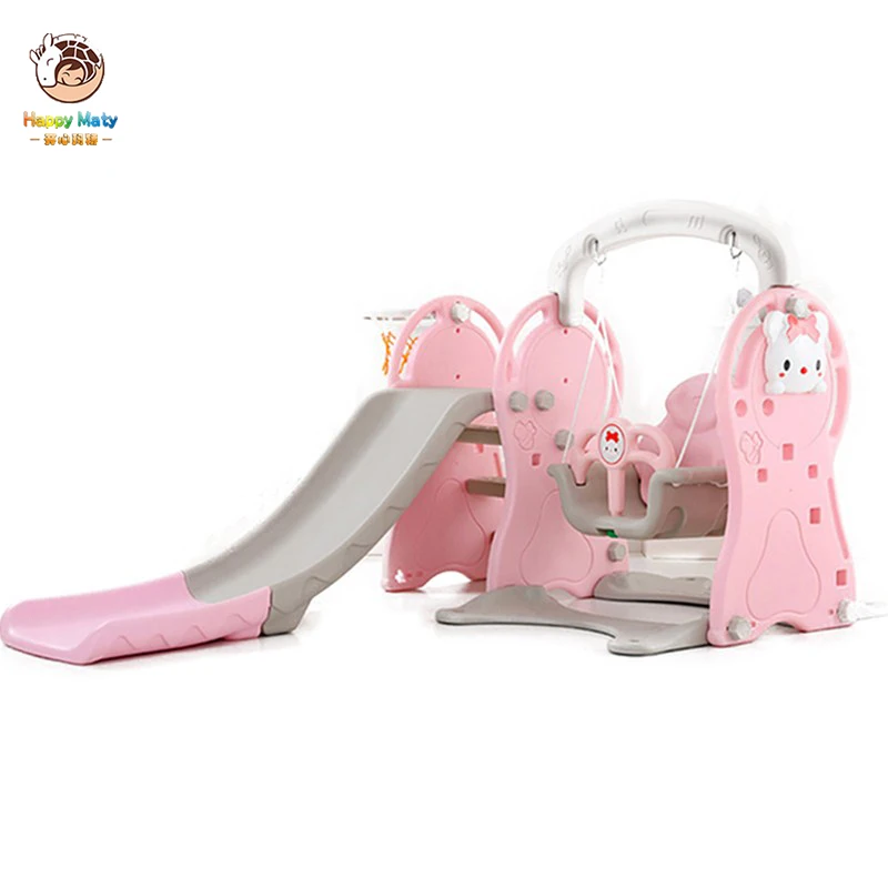 

Happymaty Children's Indoor Slide Swing Combination Three In One With Basketball Hoop Lengthen Kids Swing Home Playground Toys