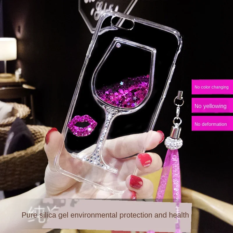 С принтом зыбучих песков с украшением в виде кристаллов губы мобильный телефон