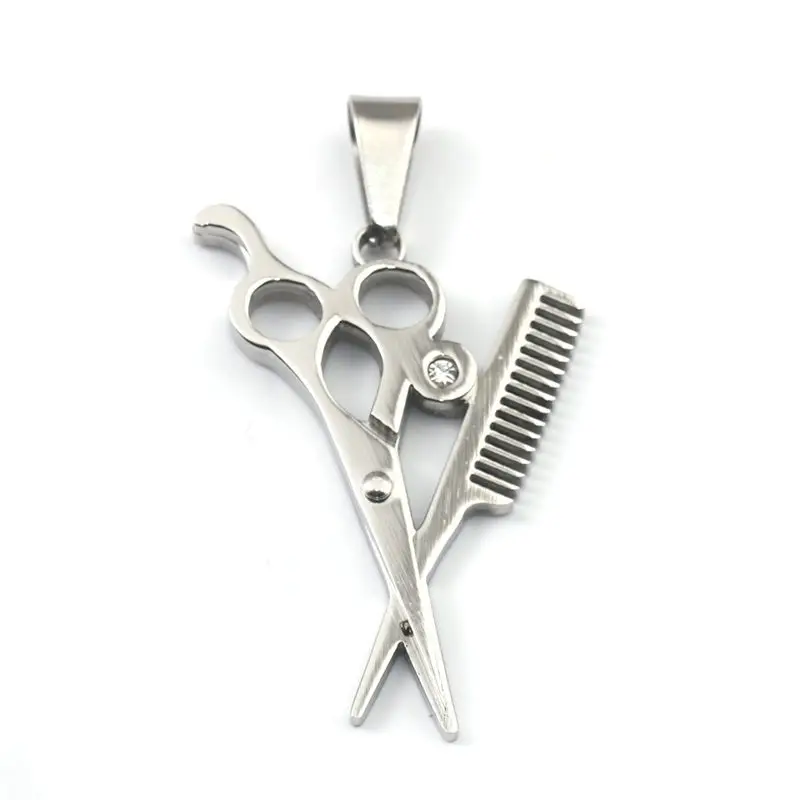 

Fashion Stainless Steel Pendants Comb Multicolors Scissors Clear Rhinestone For Women Men Bracelet Necklace Jewelry Making, 1 PC