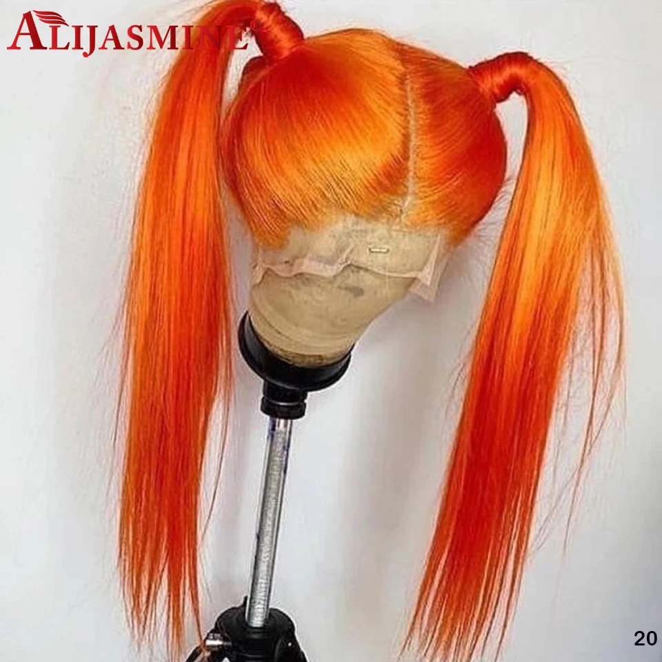 Женские перуанские волосы Remy длинные прямые цветные оранжевые короткие с