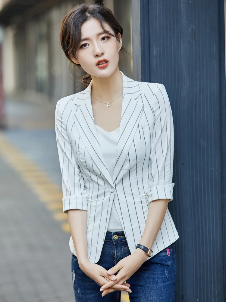 

Stripes Small Suit Women's Short 2019 Spring And Summer Korean-style Women's Elegant Slim Fit CHIC Online Celebrity Versatile Su