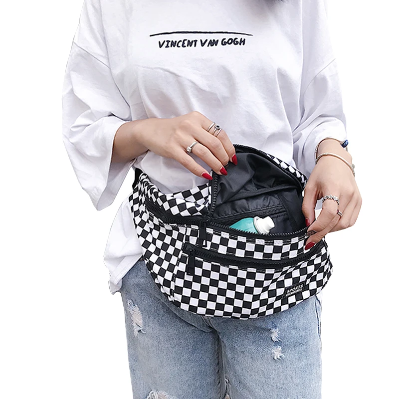 Riñonera grande a cuadros para mujer, bolso de pecho sencillo de capacidad, a la moda, 198|Riñoneras| - AliExpress