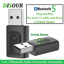 DISOUR USB Bluetooth 3,5 мм аудио адаптер 4 в 1 беспроводной Bluetooth приемник передатчик для ТВ автомобиля ПК новейший стерео ключ