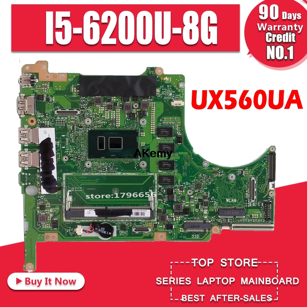 LAOKE для ASUS UX560UA-1B Q504UA материнская плата для ноутбука с I5-6200U процессором PN 60NB0BZ0-MB1300 8 Гб оперативной памяти DDR3 тест ОК