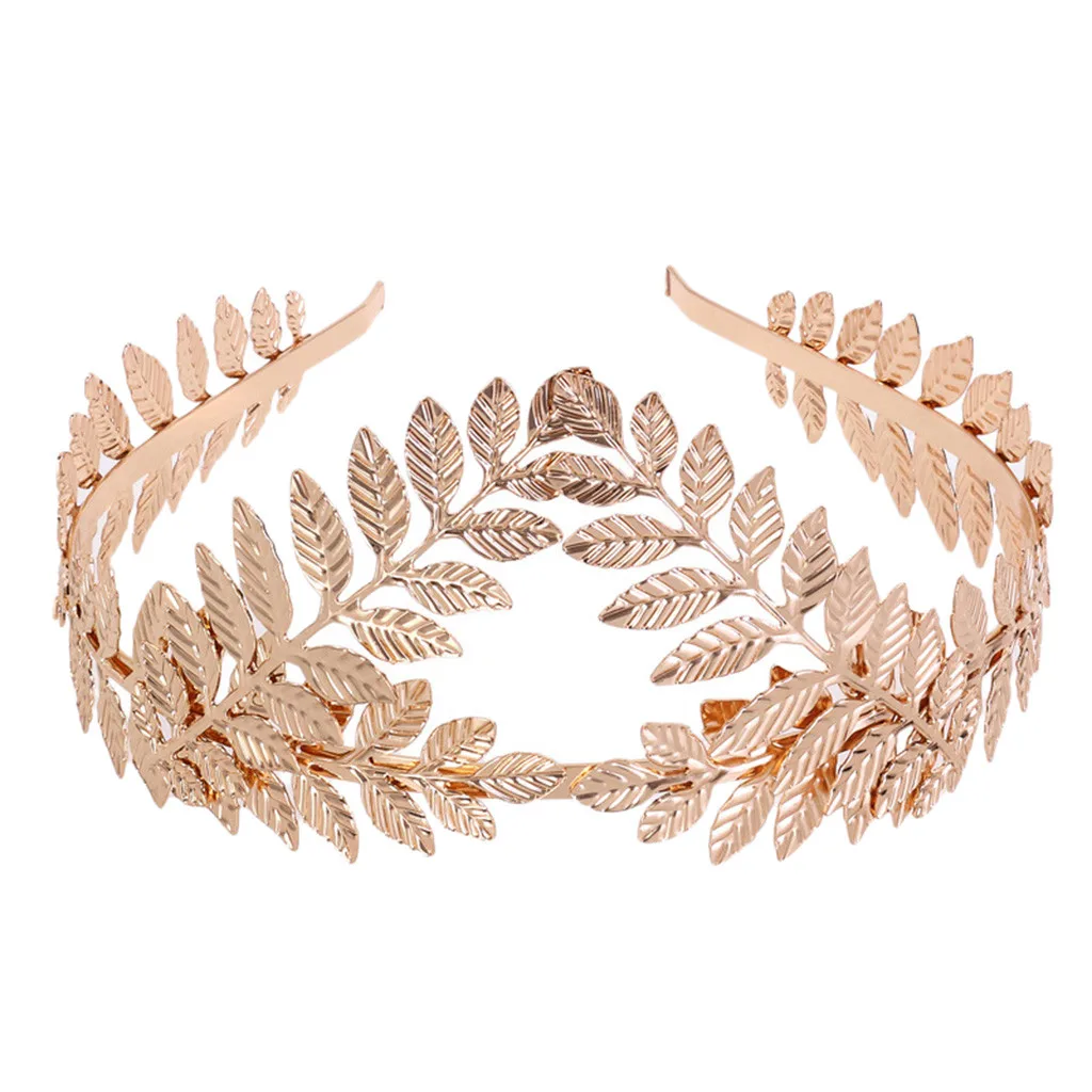 Women Headband Goddes Leaf Flower Hair Crown Head Piece Gold Band Bridal headdress festival accessories hair scrunchies headband - Цвет: Золотой