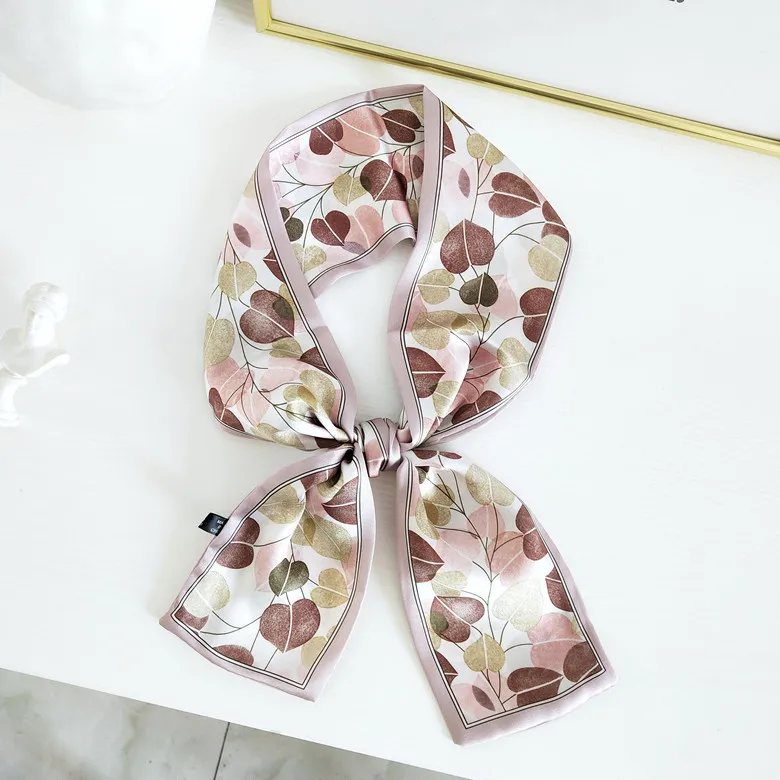 

Strip print Silk Scarves Spring Summer Version tied wrist Belt Female Hair Band Narrow Multi-Function Decorative Scarf
