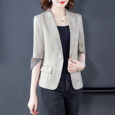 

One Button Notched Professional Female Jacket Suit Slim Formal Women Blazers And Jackets Plus Size Xxxxl Office Work Wear Clothe