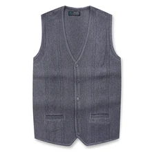 Новое поступление Зима Осень жилет мужской кардиган Повседневная шерстяная вязаная жилетка теплый эластичный мужской свитер с v-образным вырезом