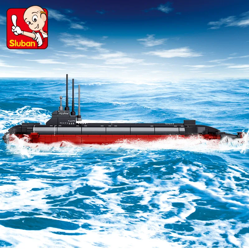 

Small Luban Assembled Building Blocks 0391 Military Series Nuclear Submarine Aircraft Carrier Submarine Children'S Educational T