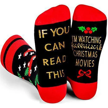 

New Fashion Christmas If You Can Read This Letter Unisex Socks Elastic Middle Tube Crew Socks Fine