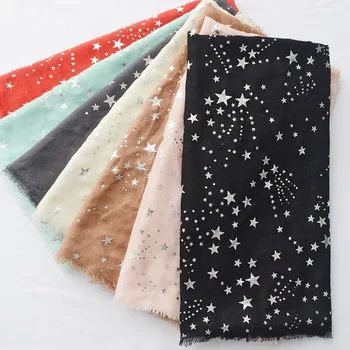 

Pure-color Star Silver-blanching Craft Headscarf Cotton and Hemp Scarf Spring and Summer Long Decorative Yarn Scarf