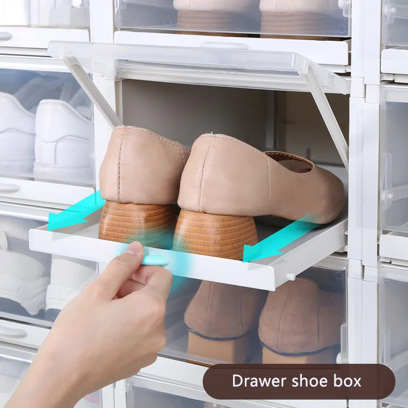 

3pcs/Set New Push-pull Shoes storage Box Rack Plastic foldable Stackable Shoe Organizer Storage Boxes Shoes for Sports Shoe rack