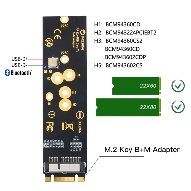 Беспроводная Wi Fi карта Hackintosh macOS BCM94360CS2 Двухдиапазонная Bluetooth 4 0 802.11ac Wlan адаптер M.2