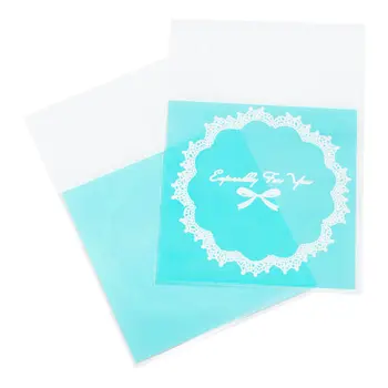 

New 50pcs 10x10cm Cookie packaging lace candy self-adhesive plastic bags for biscuits snack baking package