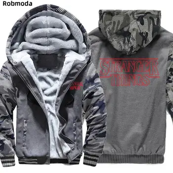

2019 Winter warm stranger things wool liner solid Camouflage color sweatshirt raglan long sleeve tracksuit clothing man's Hoodie