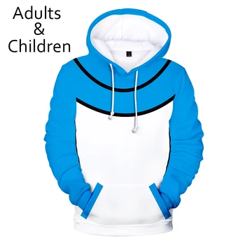 

3D Pokemon Hoodies Men Women Hoodie Children Anime Sweatshirts 3D Pokemon boys girls Hooded Kids Autumn blue+white pullovers