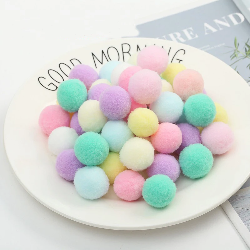 Pom Poms Craft Supplies Fluffy Ball Accessories Craft Toys Craft Supplies 100Pcs 10/15/20/25/30mm Fluffy Soft Pompom Balls Handmade Kids Toys Wedding Decor DIY Pom Poms Felt Ball Sewing Craft Supplies